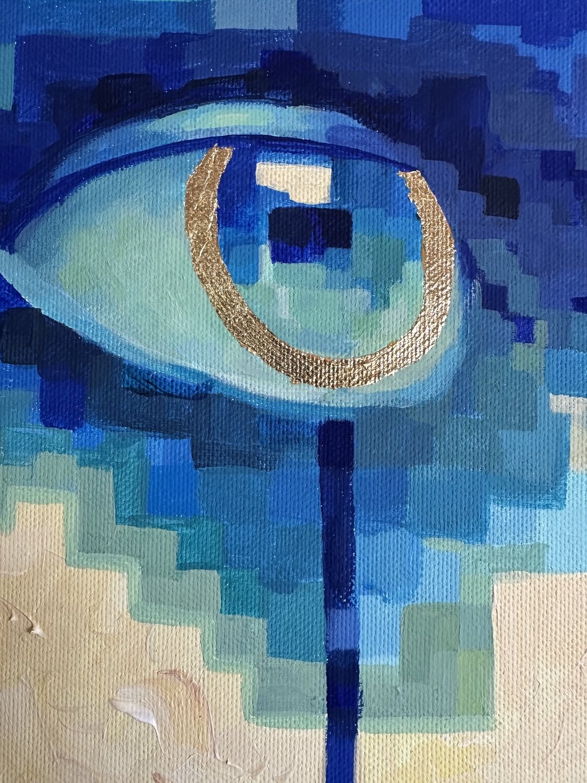 Signal From The Clouds, eye detail with gold leaf
